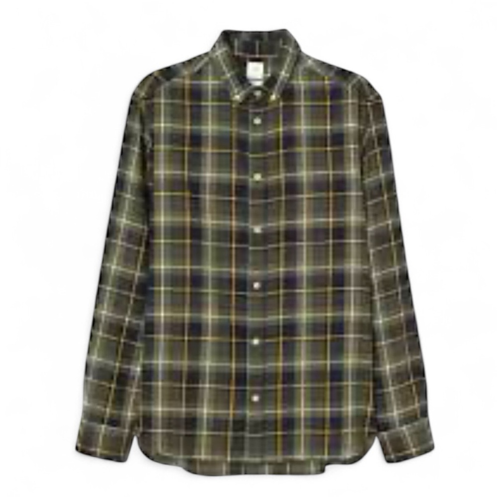 H&M | Khaki Green and Yellow | Plaid Flannel Shirt |Size M